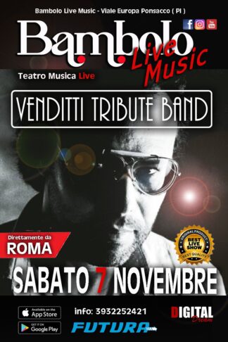 ANTONELLO VENDITTI Live Tribute Direttamente da Roma!!! - Sabato <b><span style="color: #ff0000;"> 7 </span></b> Novembre